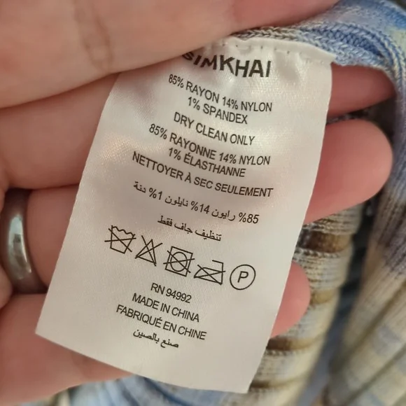 Simkhai Solana French Blue Ribbed Collared Knit Body Cone Preppy Knee Dress XL - Picture 8 of 12